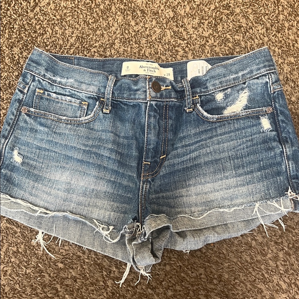 Abercrombie & Fitch Distressed Blue Jean Shorts - Picture 1 of 2